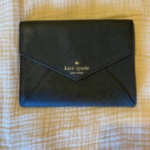 Black Kate Spade envelope clutch.